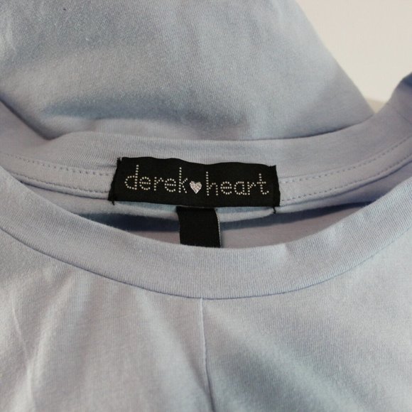 Derek Heart Crossover Hem Top Short Sleeve Tee Blue Juniors' Size Large Twist - Picture 6 of 6